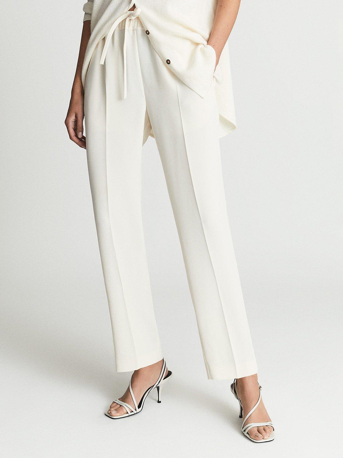 Reiss Petite Hailey Cropped Trousers, Cream, 4