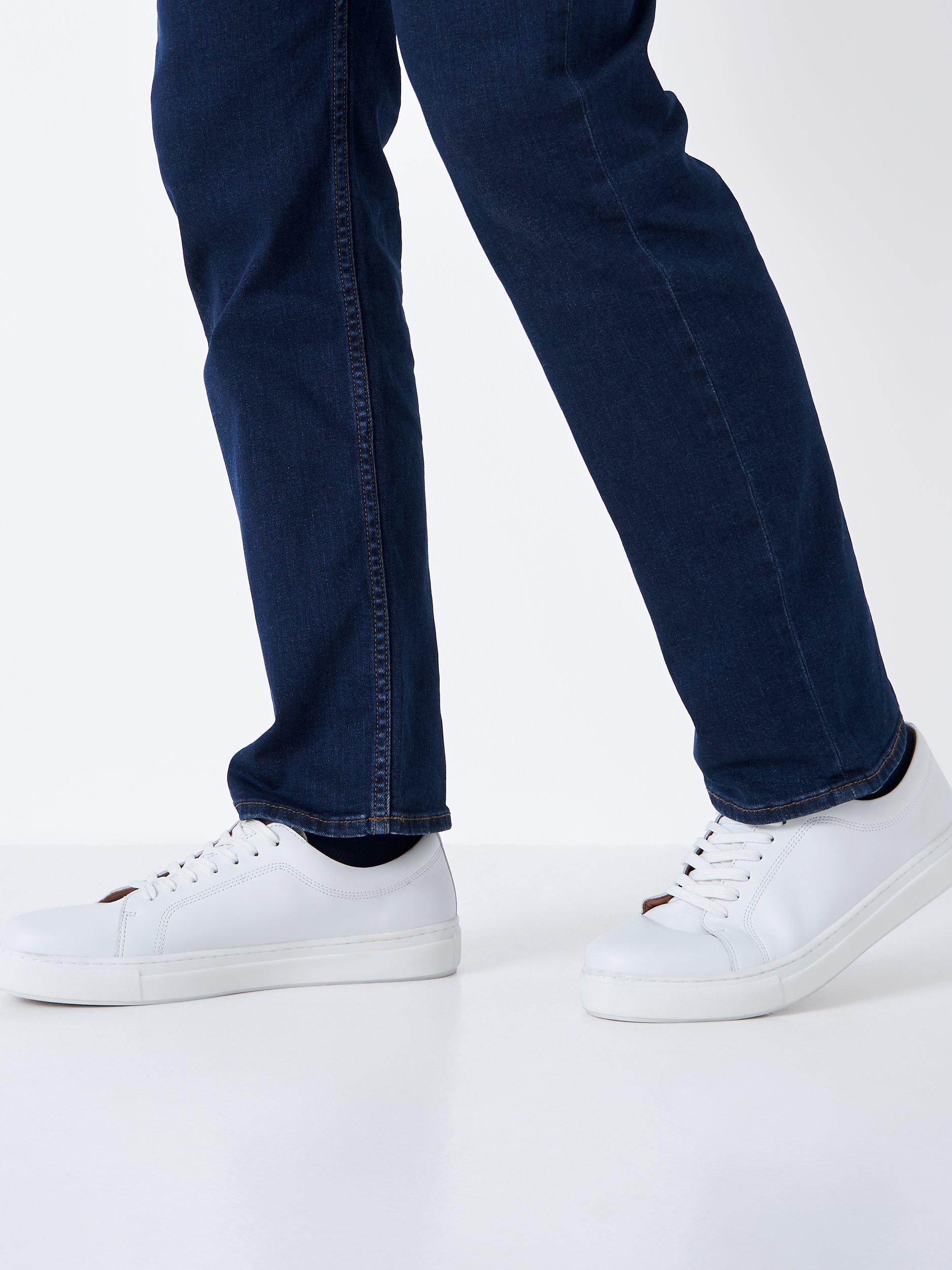Product image 1 of 5, which shows Crew Clothing Lucas Leather Lace Up Trainers, White, 7