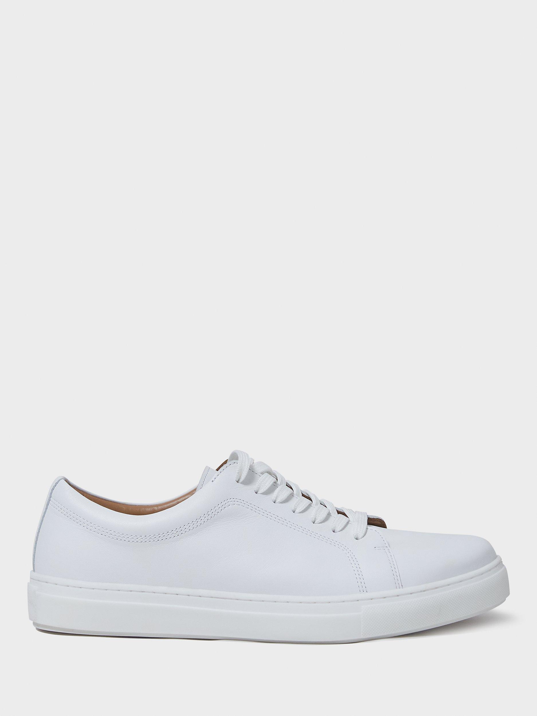 Product image 3 of 5, which shows Crew Clothing Lucas Leather Lace Up Trainers, White, 7