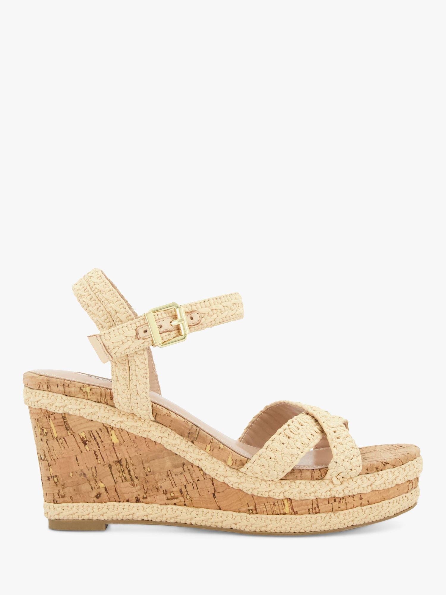 Product image 1 of 4, which shows Dune London Kelisa Braided High Wedge Heel Sandals, Neutral, 8