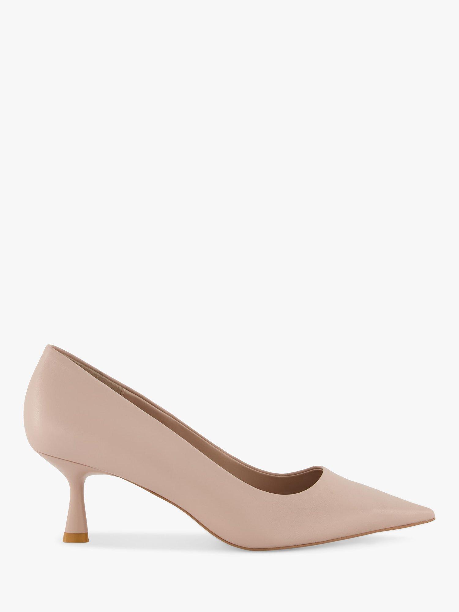 Dune Angelina Leather Court Shoes, Blush-leather