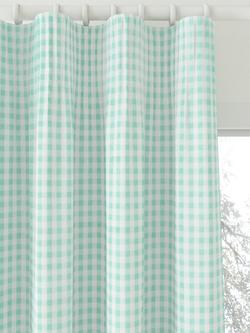 John Lewis Gingham Pencil Pleat Blackout Children's Curtains, Green