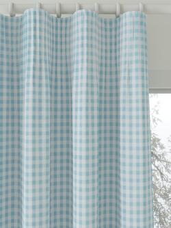 John Lewis Gingham Pencil Pleat Blackout Children's Curtains, Blue