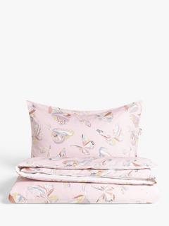 John Lewis Flutter Reversible Pure Cotton Duvet Cover & Pillowcase Set, Multi, Single set