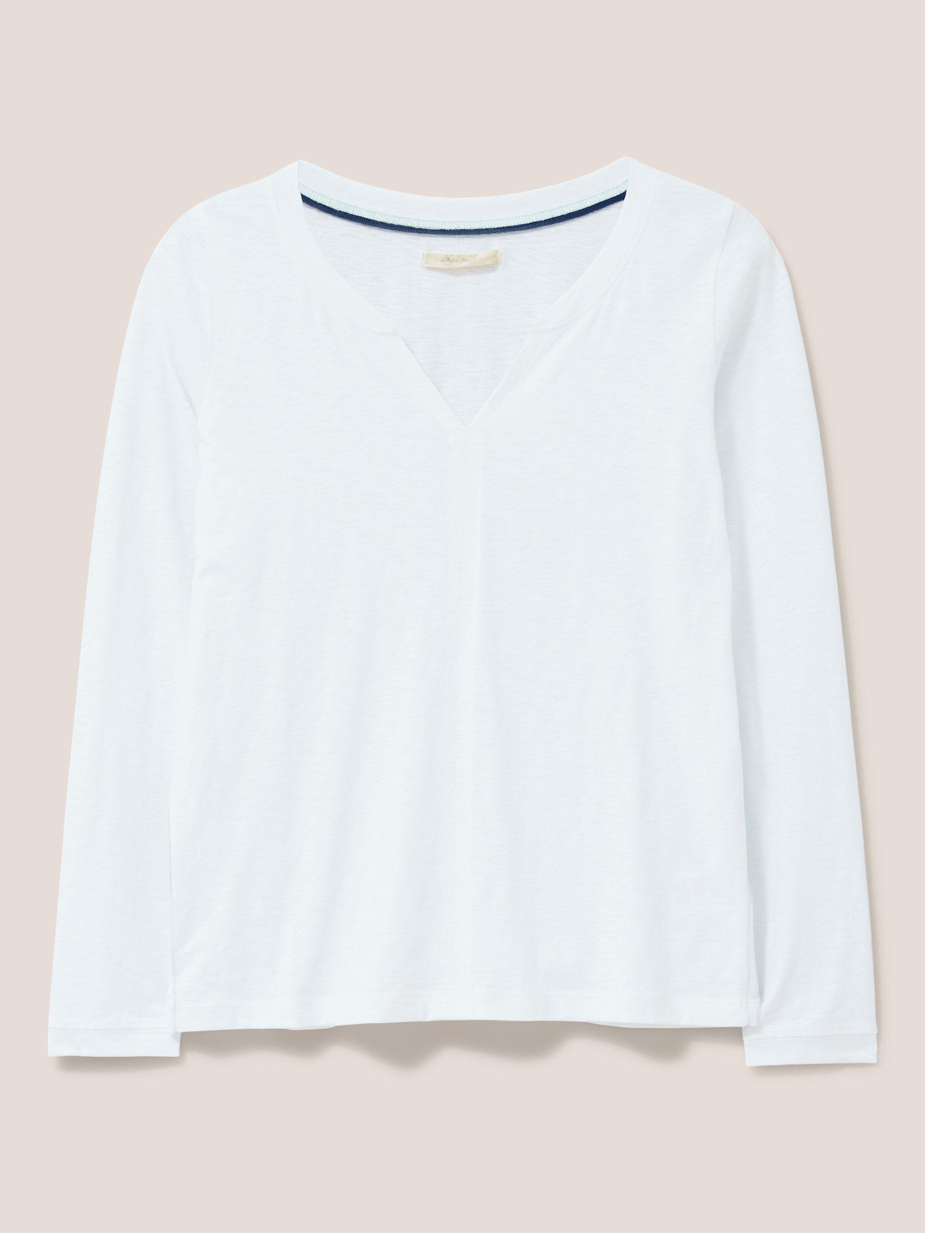 Product image 5 of 7, which shows White Stuff Nelly Cotton Long Sleeve T-Shirt, Bril White, 6