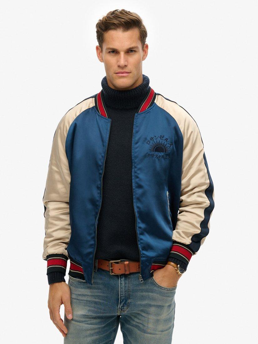 Superdry Vintage Suikajan Bomber Jacket, Zinc Blue, S