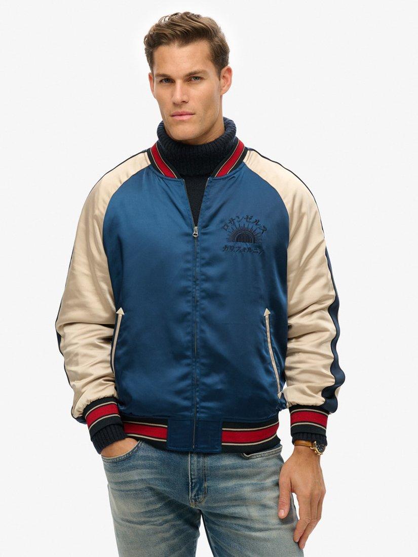 Superdry Vintage Suikajan Bomber Jacket, Zinc Blue, S