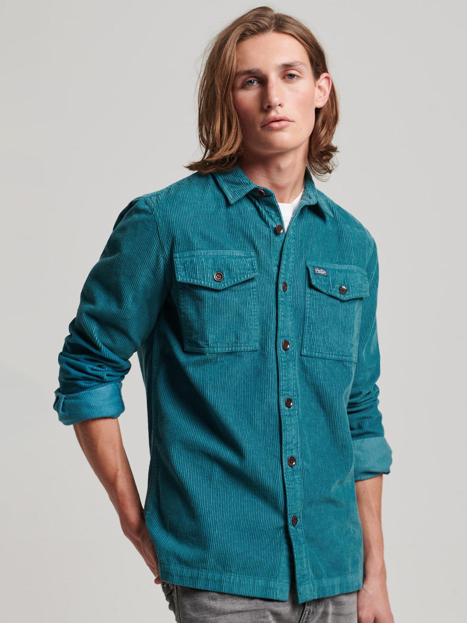 Superdry Vintage Cord Overshirt, Hydro Dark Turquoise