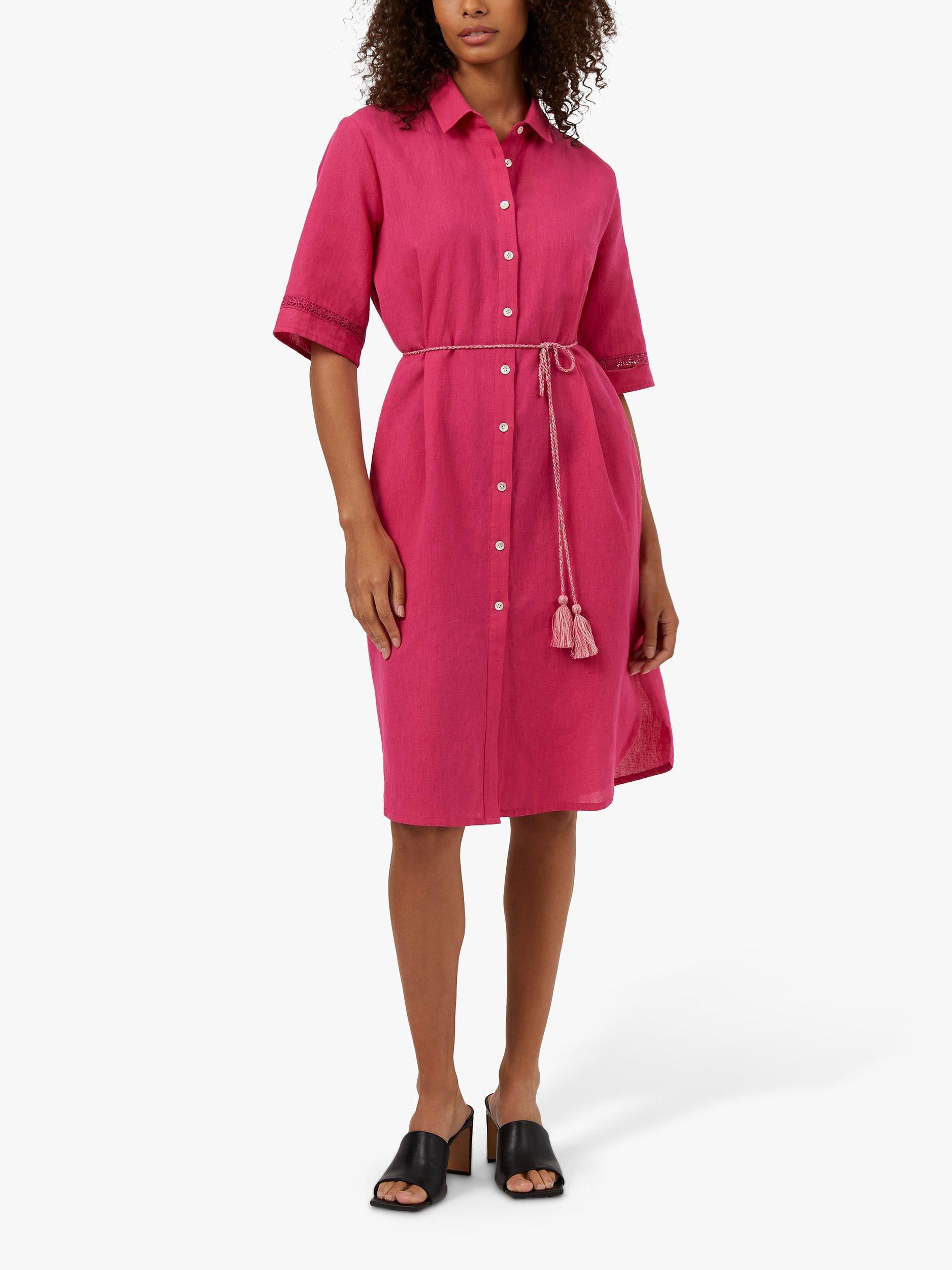 Great Plains Linen Blend Shirt Dress, Magenta