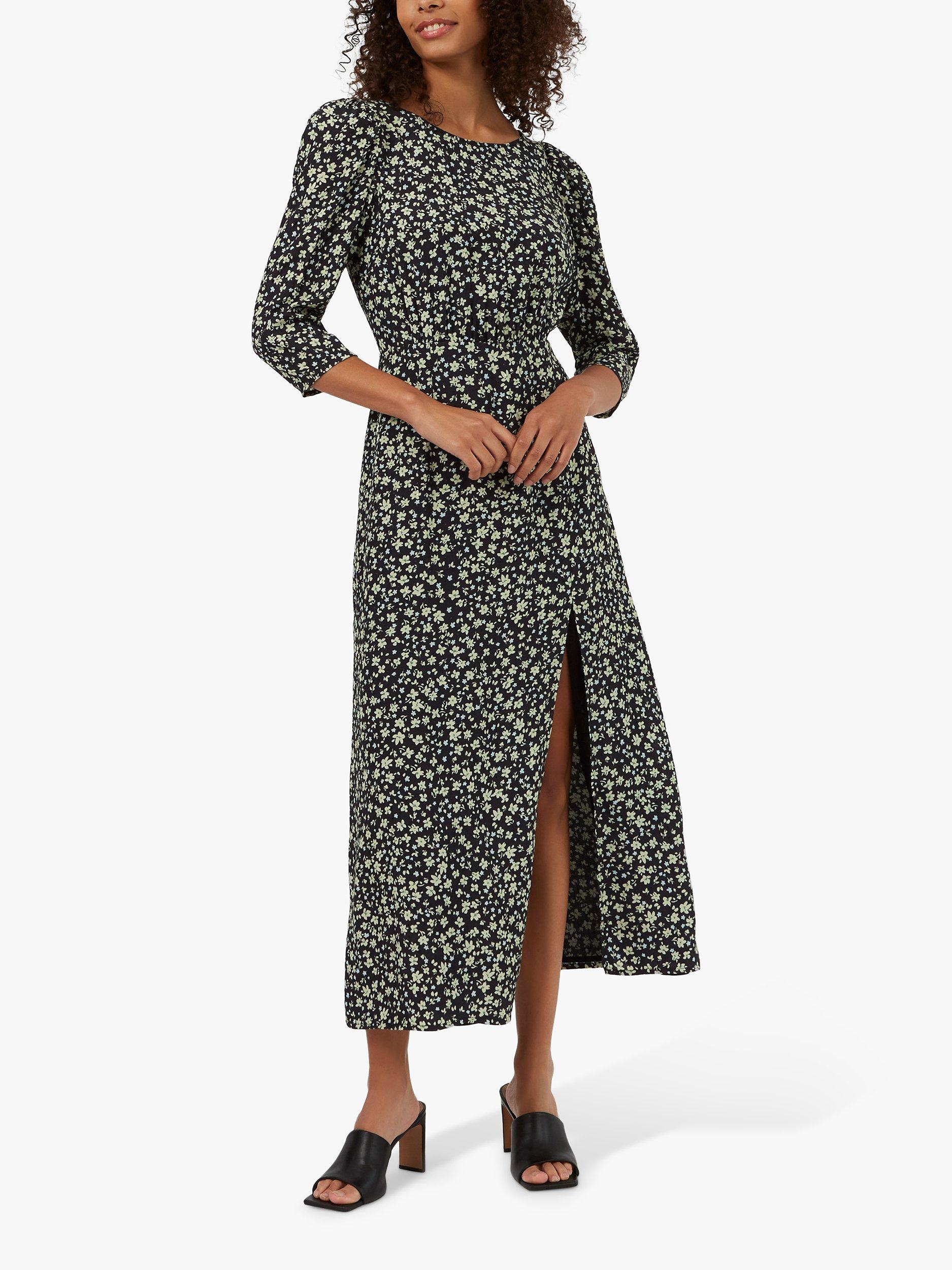 Great Plains Bella Floral Print Slit Midi Dress, Fresh Apple/Multi