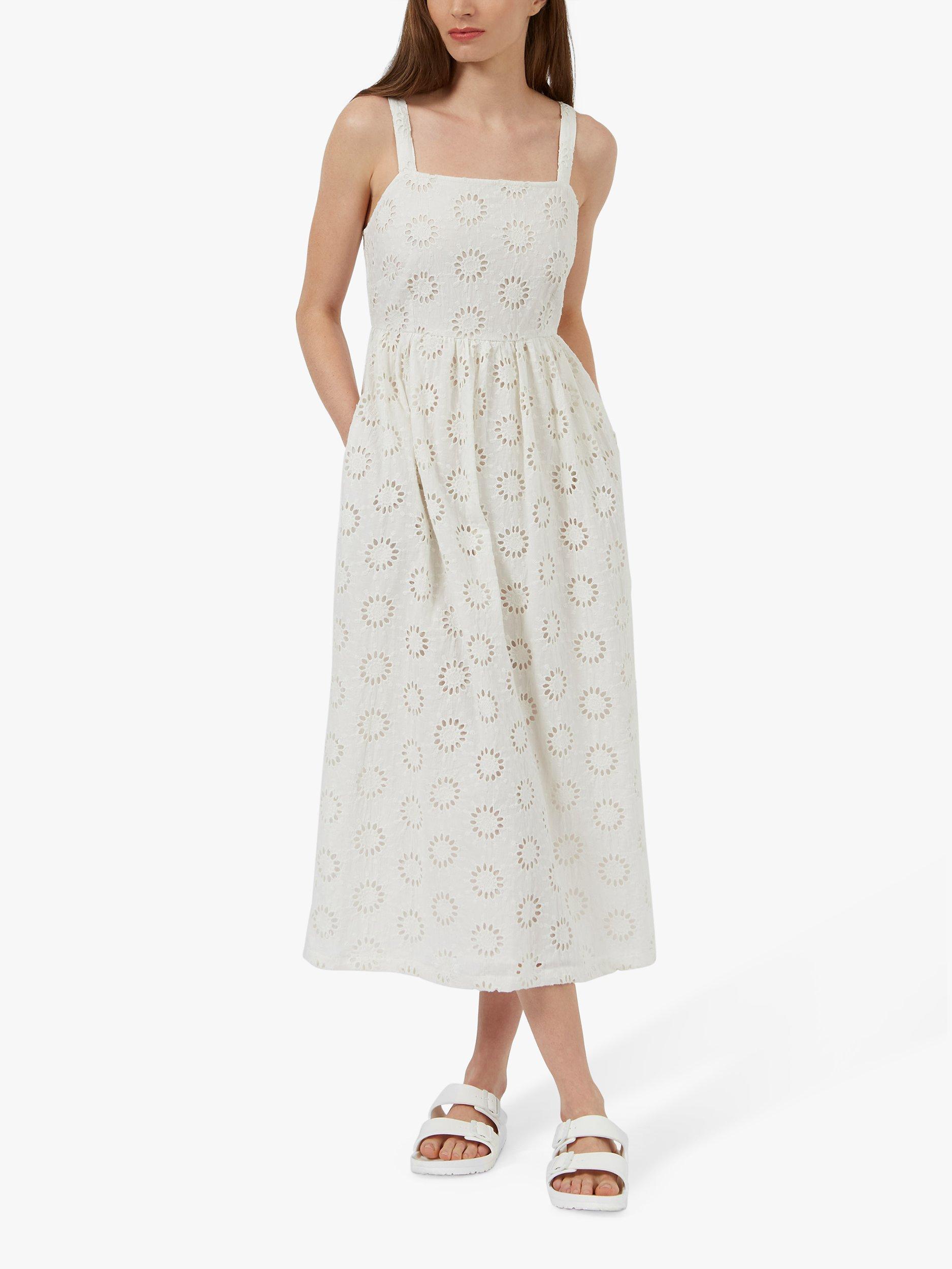 Great Plains Daisy Cut Out Strappy Midi Dress, White