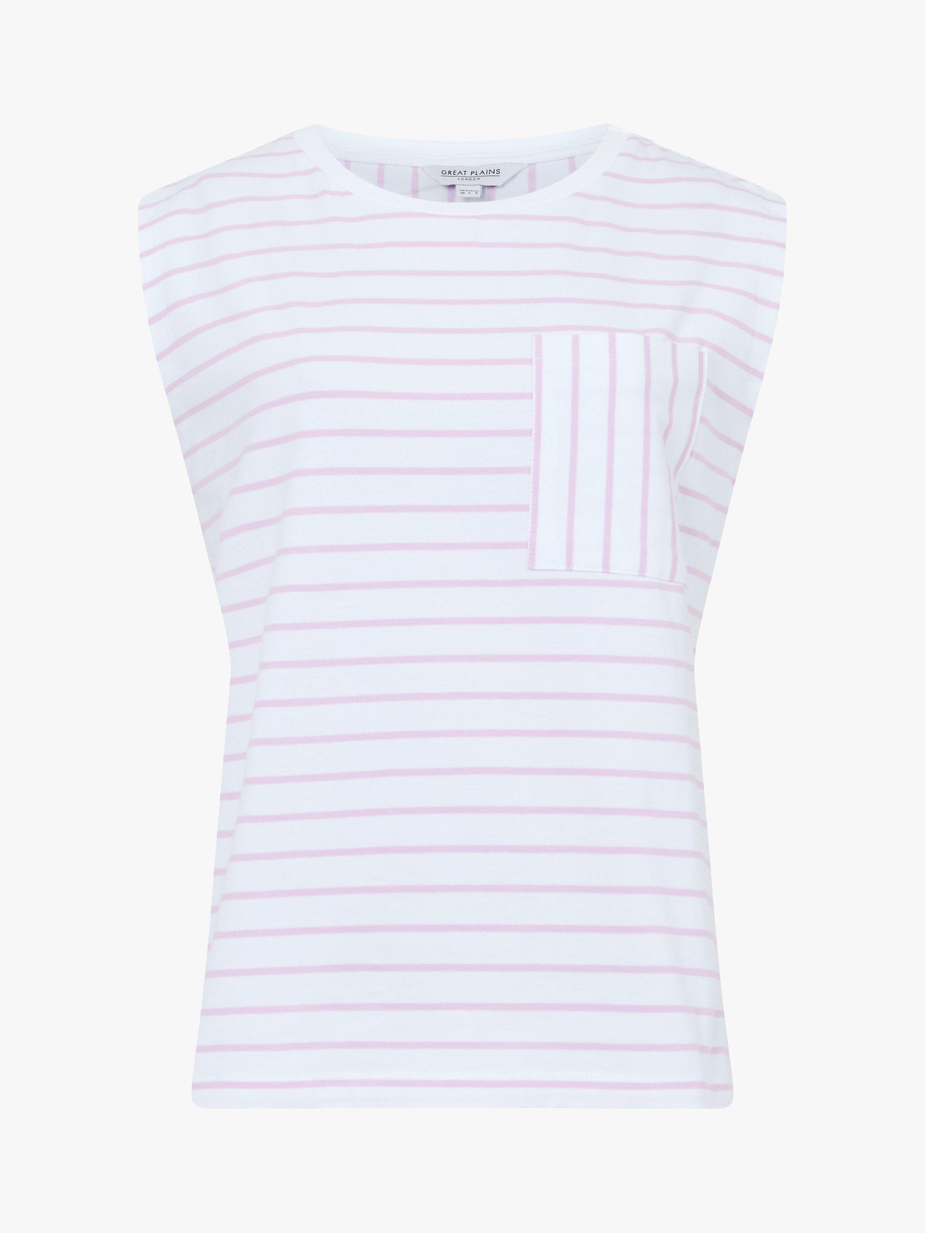 Product image 1 of 2, which shows Great Plains Jersey Stripe Organic Cotton T-Shirt, White Blossom, 10