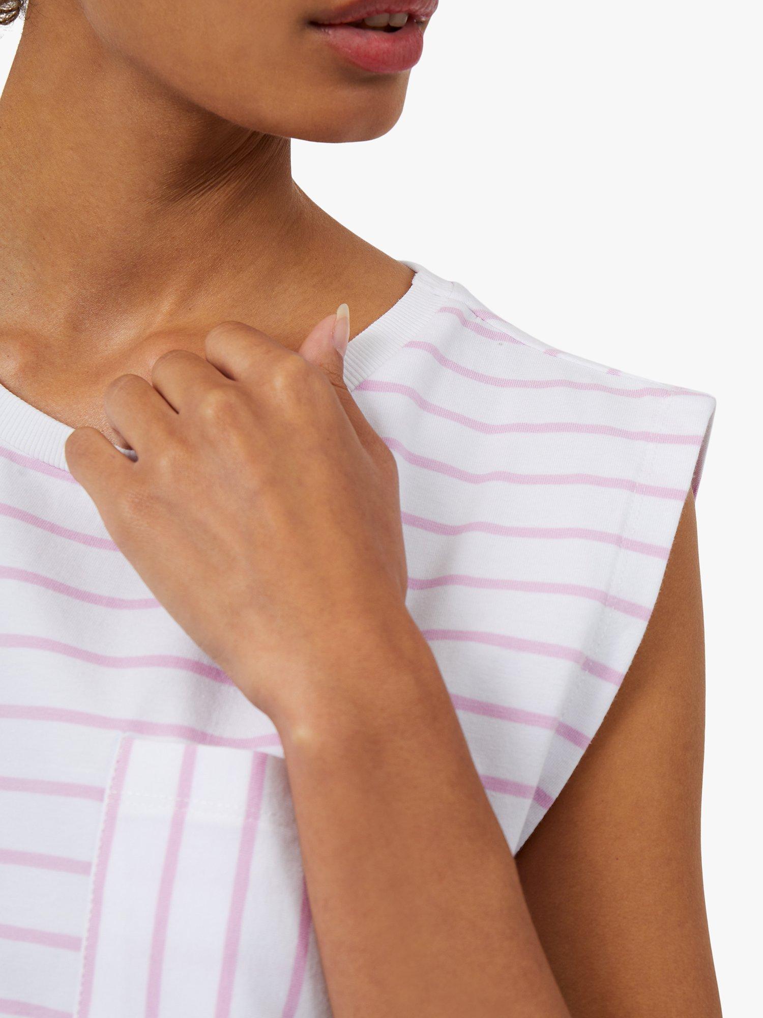 Product image 2 of 2, which shows Great Plains Jersey Stripe Organic Cotton T-Shirt, White Blossom, 10
