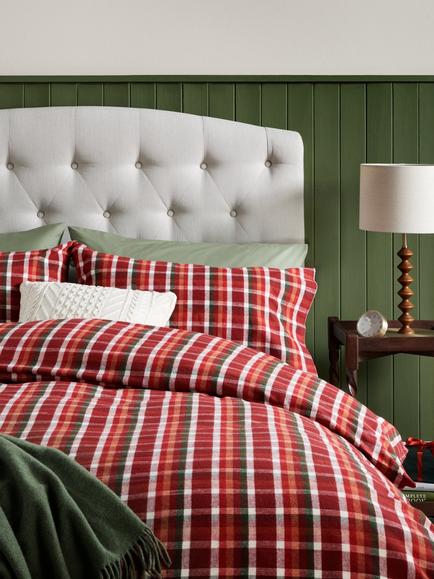 John Lewis Rubin Brush Check Cotton Duvet Cover Set, Multi - view 2, Multi
