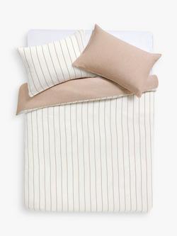 John Lewis Hayle Pure Cotton Gauze Reversible Stripe Bedding, Multi