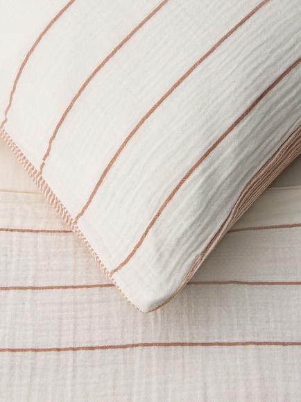 John Lewis Hayle Pure Cotton Gauze Reversible Stripe Bedding - view 2, Multi