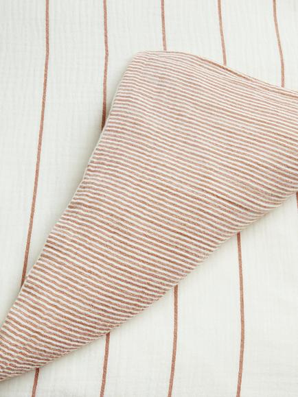 John Lewis Hayle Pure Cotton Gauze Reversible Stripe Bedding - view 2, Multi