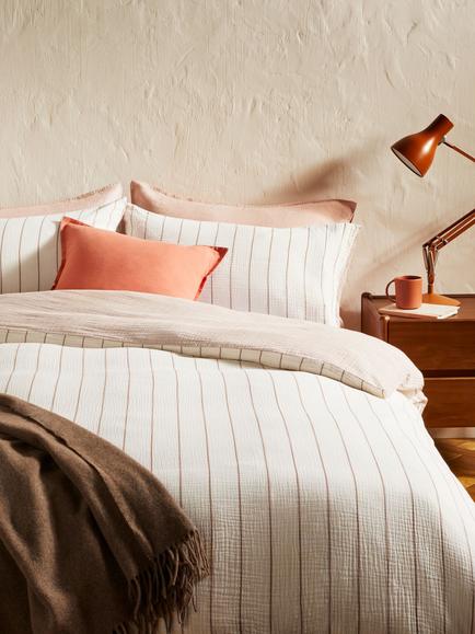 John Lewis Hayle Pure Cotton Gauze Reversible Stripe Bedding, Multi