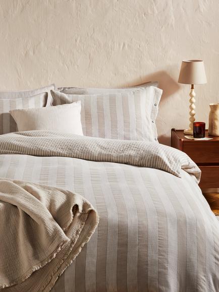 John Lewis Woven Stripe Reversible Bedding, Multi