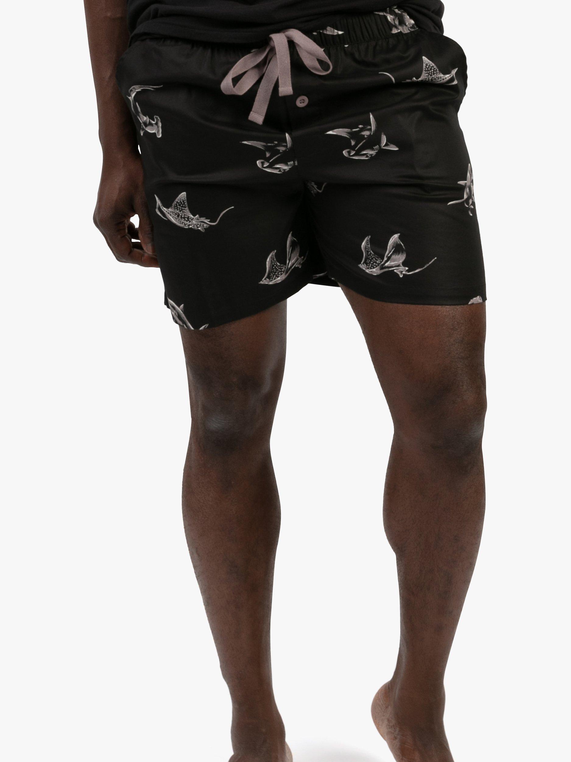 Product image 1 of 3, which shows Cyberjammies Mason Shark Print Shorts, Black Mix, S