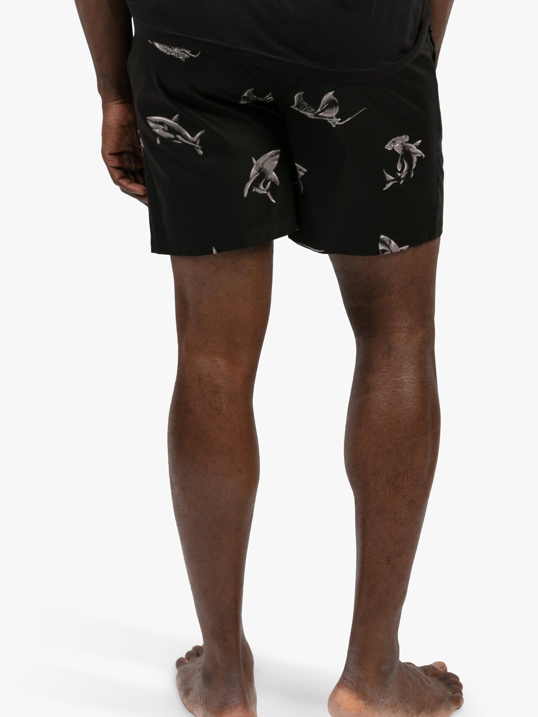 Product image 2 of 3, which shows Cyberjammies Mason Shark Print Shorts, Black Mix, S