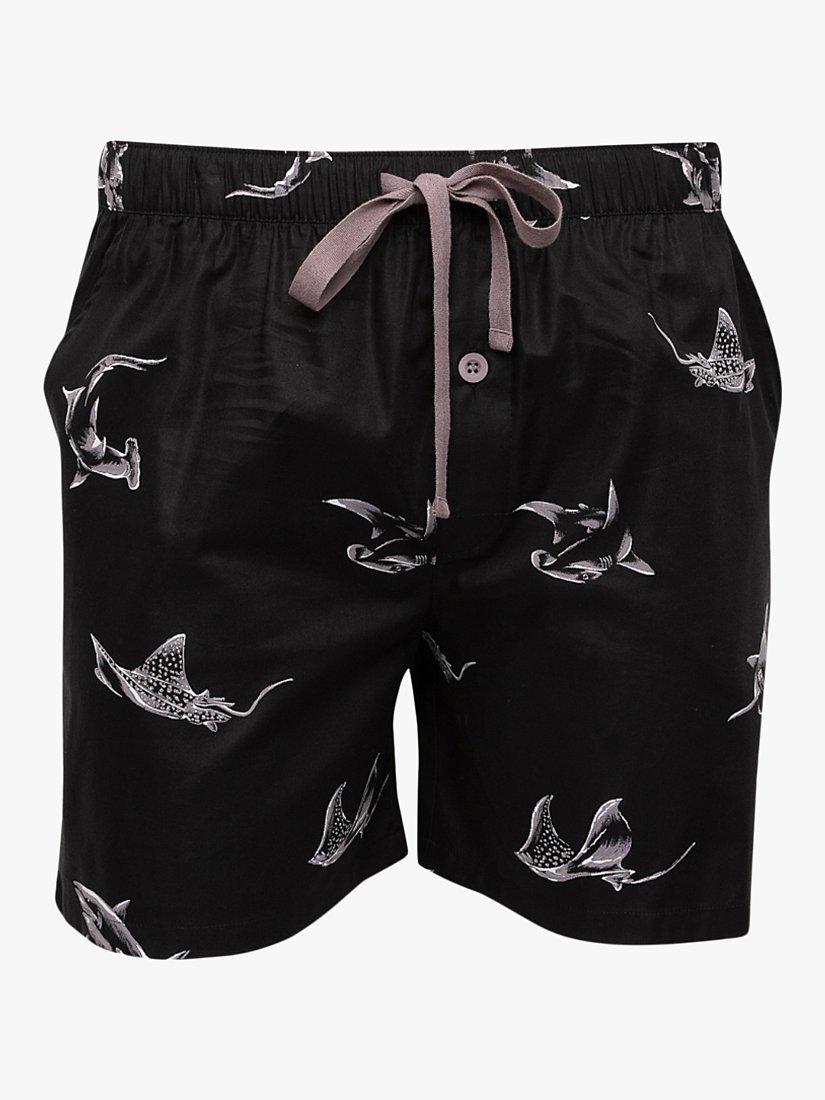 Product image 3 of 3, which shows Cyberjammies Mason Shark Print Shorts, Black Mix, S