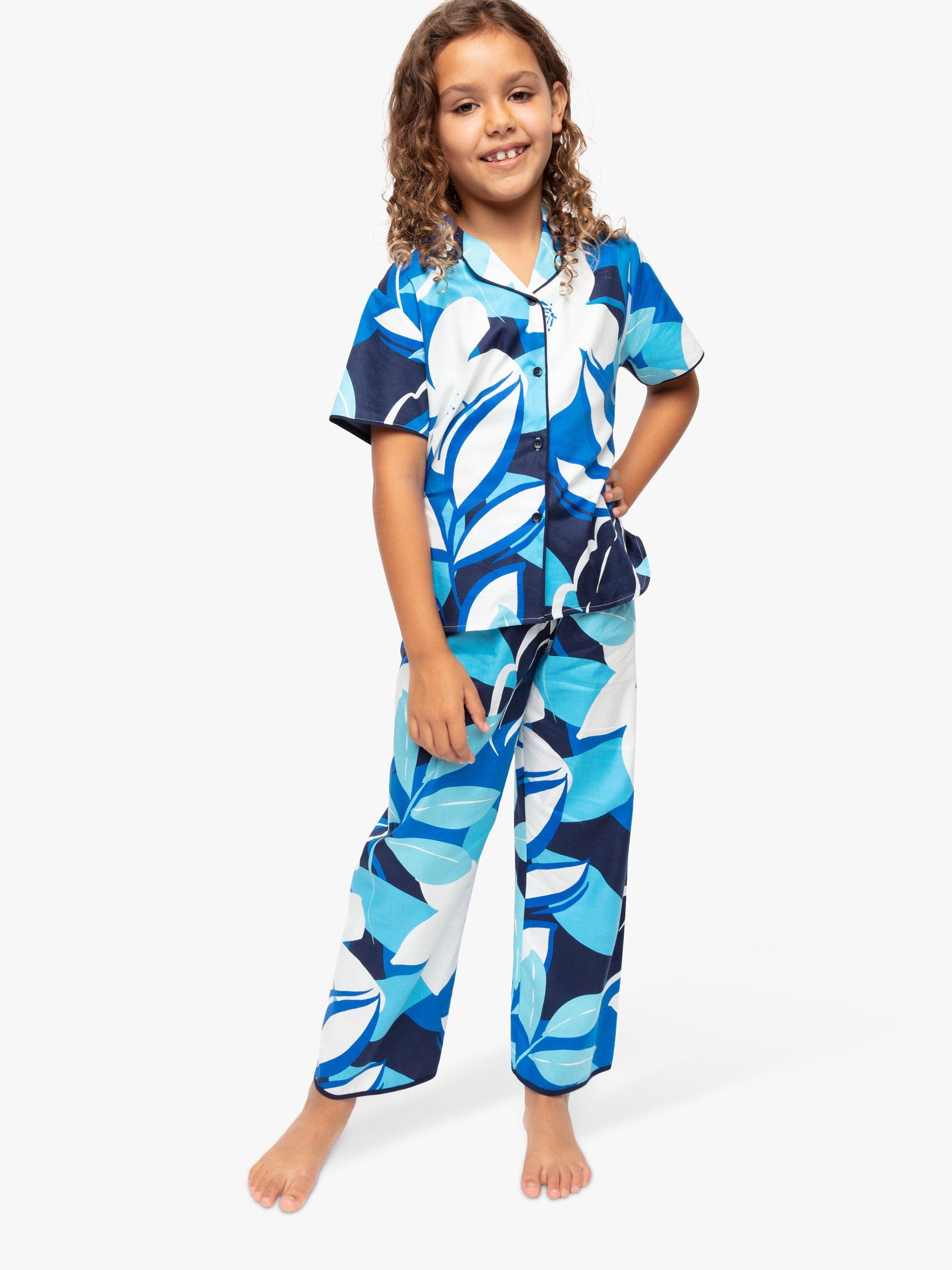 Minijammies Kids' Marie Floral Print Pyjama Set, Blue