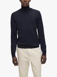 BOSS Musso Wool Roll Neck Jumper, Dark Blue