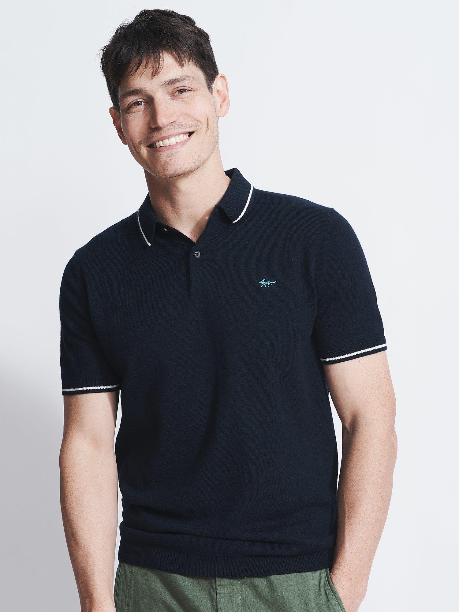 Aubin Robin Cotton Cashmere Polo Shirt, Navy