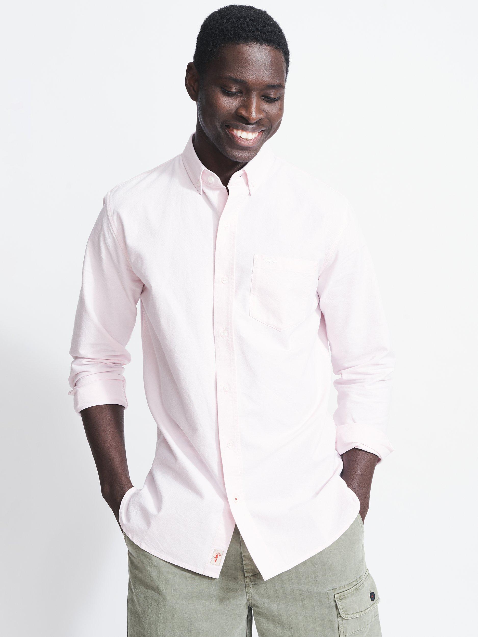 Product image 1 of 9, which shows Aubin Aldridge Oxford Cotton Button Down Shirt, Pink, S