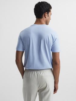 Reiss Bless Cotton Blend Crew Neck T-Shirt - view 2, Soft Blue