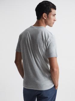 Reiss Bless Cotton Blend Crew Neck T-Shirt - view 2, Grey Marl