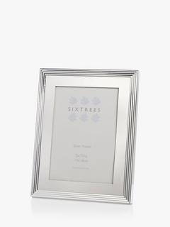 Sixtrees Logan Ribbed Photo Frame, Silver Plated, 8 x 10" (20 x 25cm)
