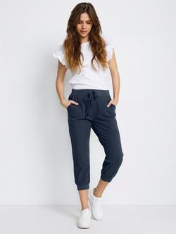 KAFFE Naya Capri Cropped Tapered Joggers, Midnight Marine
