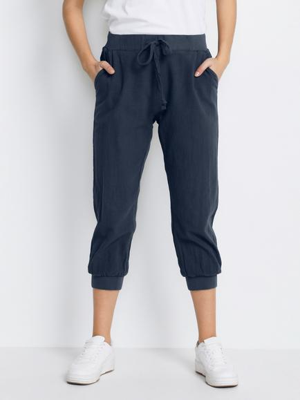 KAFFE Naya Capri Cropped Tapered Joggers - view 2, Midnight Marine