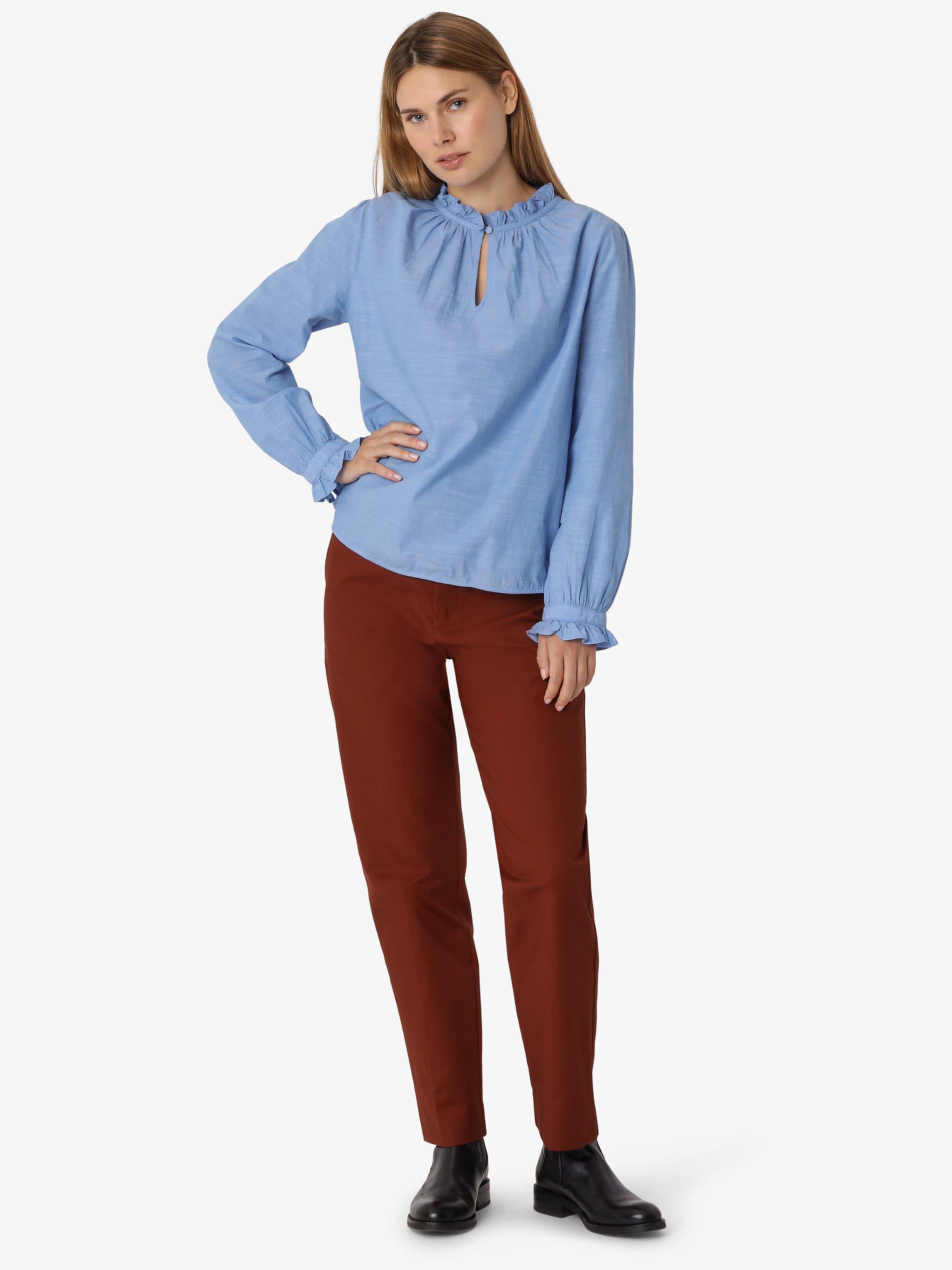 Noa Noa Noos Organic Cotton End on End Ruffle Trim Blouse, Celestial Blue