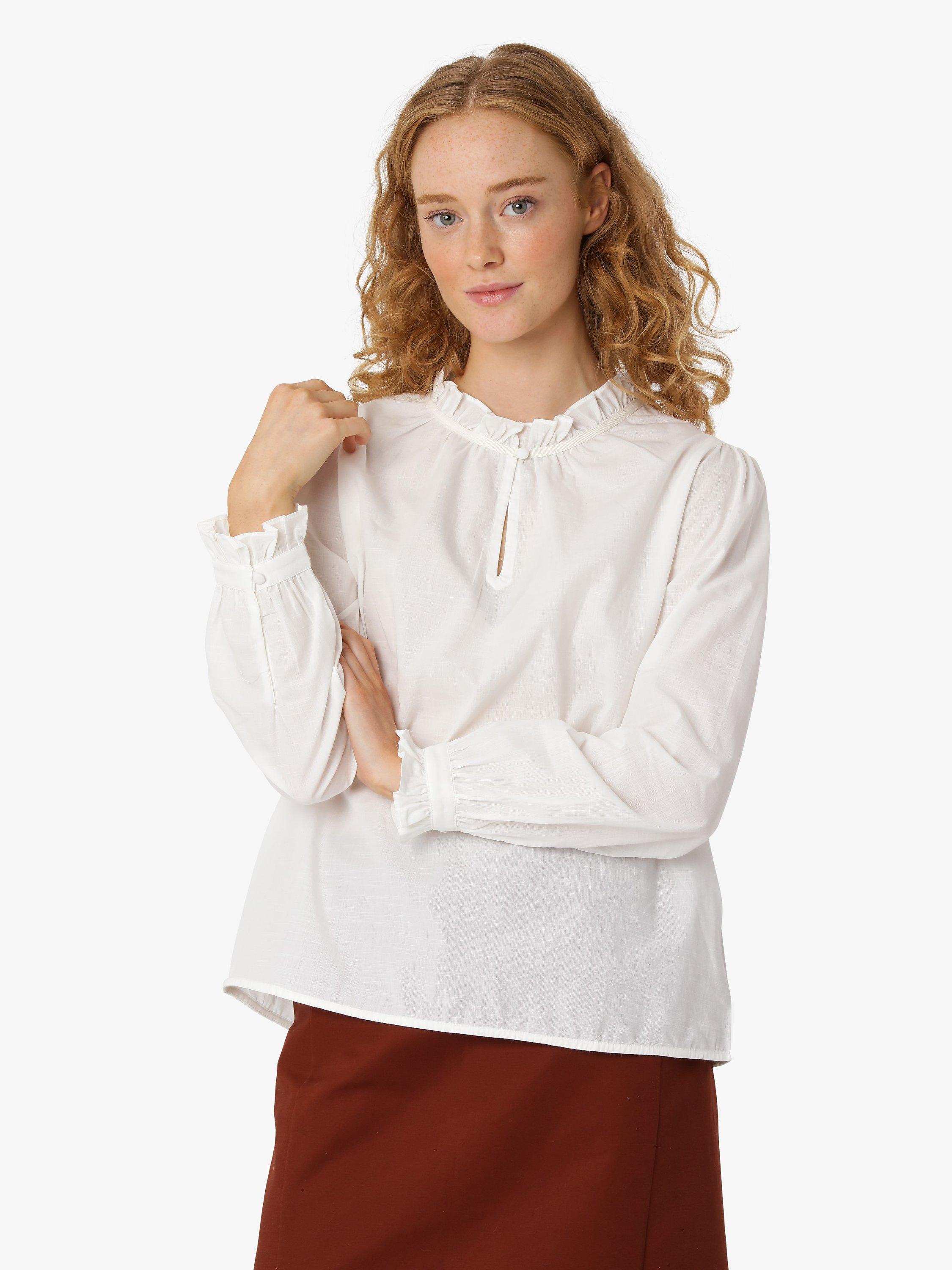 Noa Noa Noos Organic Cotton End on End Ruffle Trim Blouse, Cloud Dancer