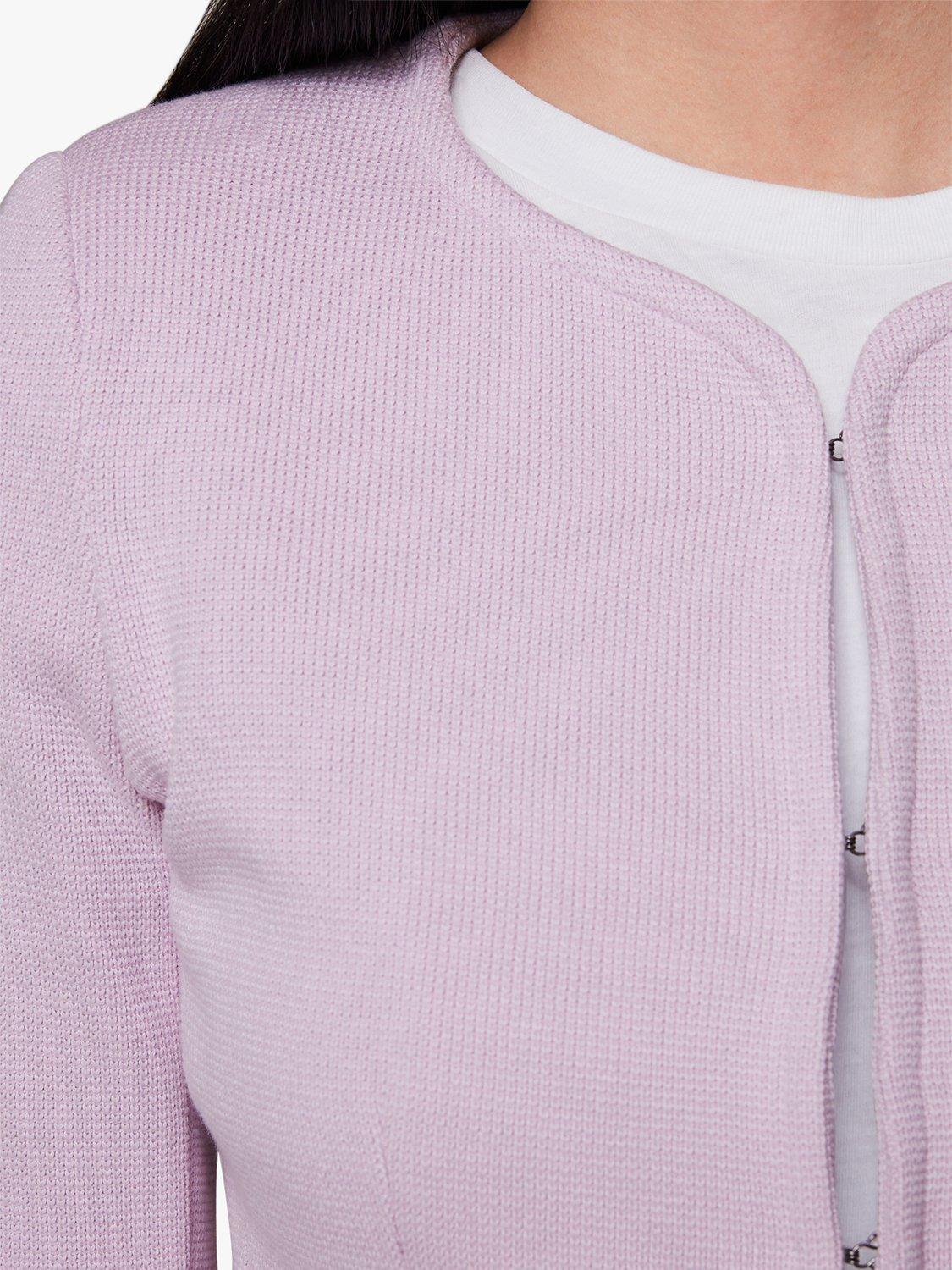 Product image 5 of 6, which shows Whistles Collarless Jersey Jacket, Lilac, 6