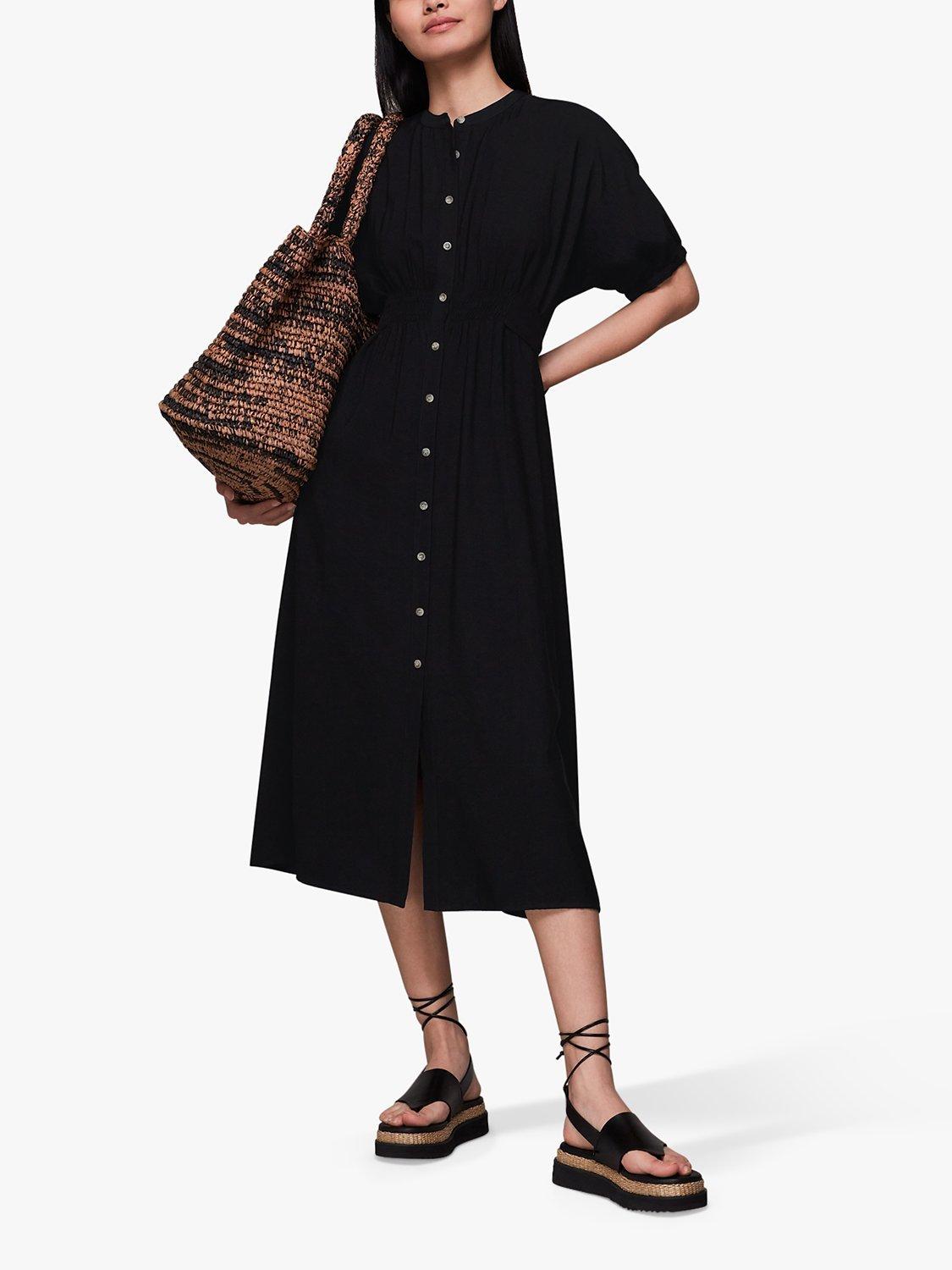 Product image 1 of 6, which shows Whistles Amber Midi Dress, Black, 6