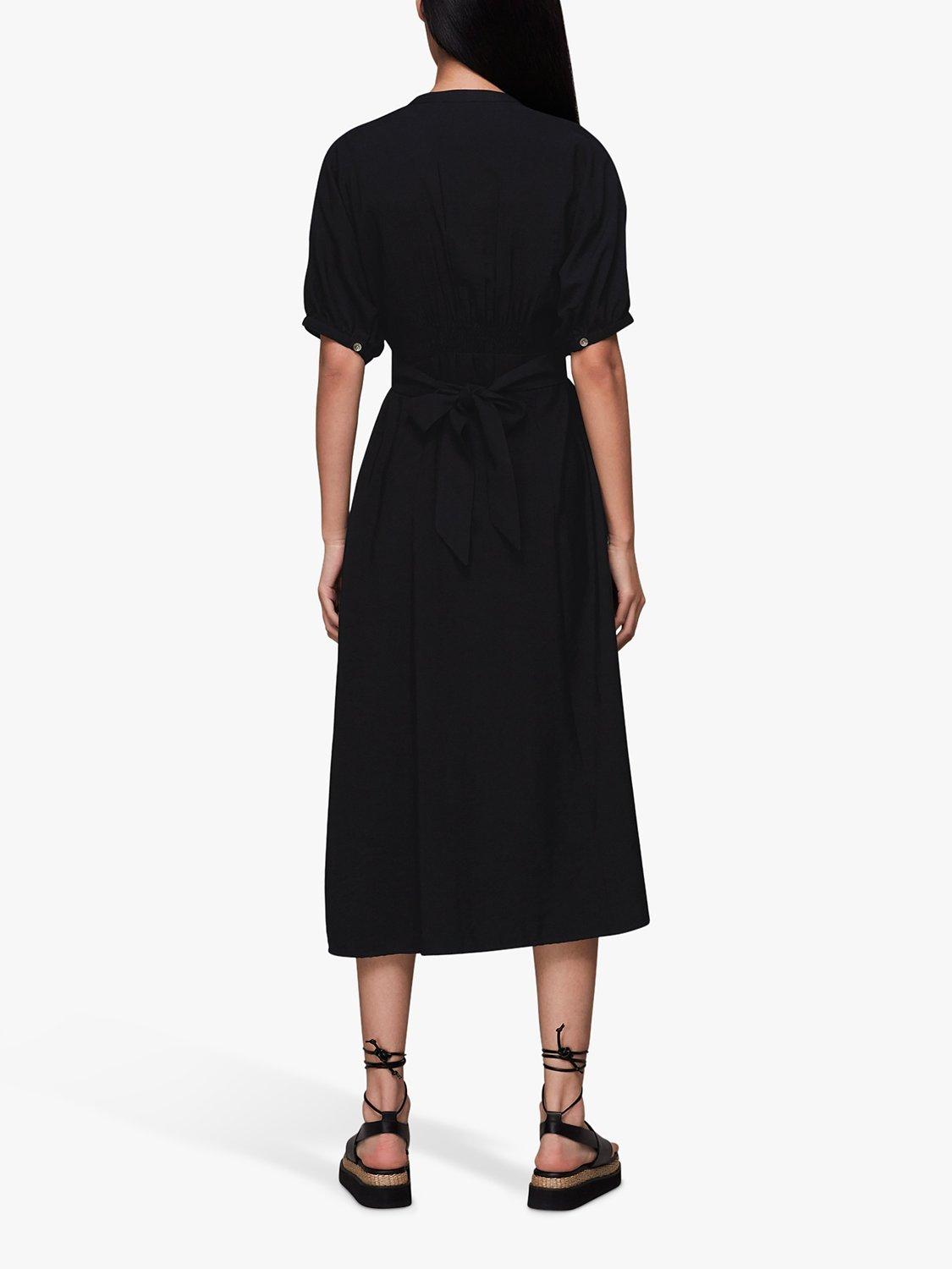 Product image 2 of 6, which shows Whistles Amber Midi Dress, Black, 6