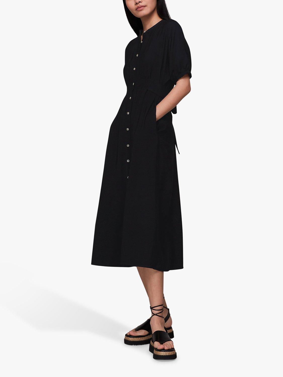 Product image 3 of 6, which shows Whistles Amber Midi Dress, Black, 6