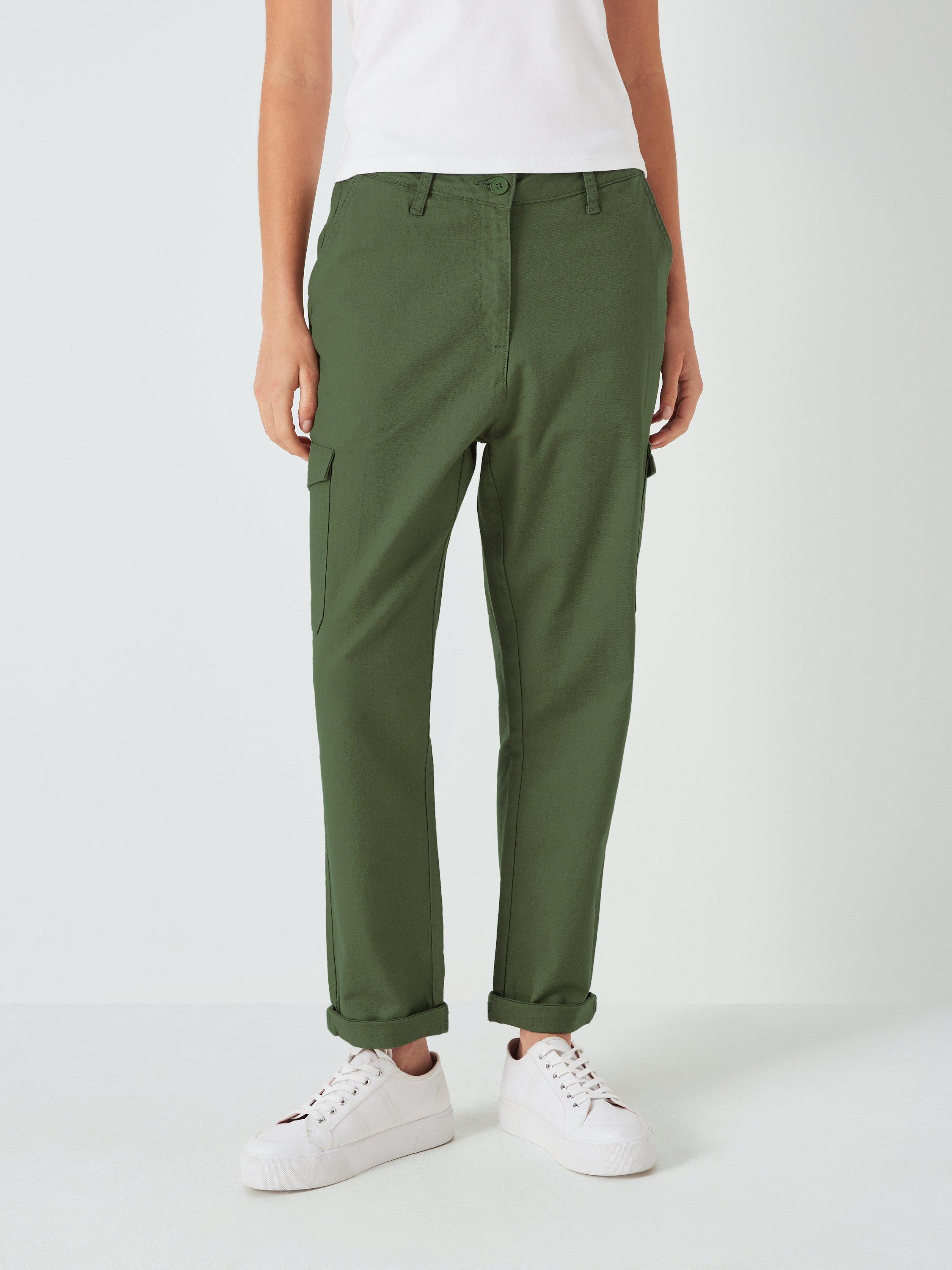 John Lewis ANYDAY Plain Turn Up Cargo Trousers, Khaki