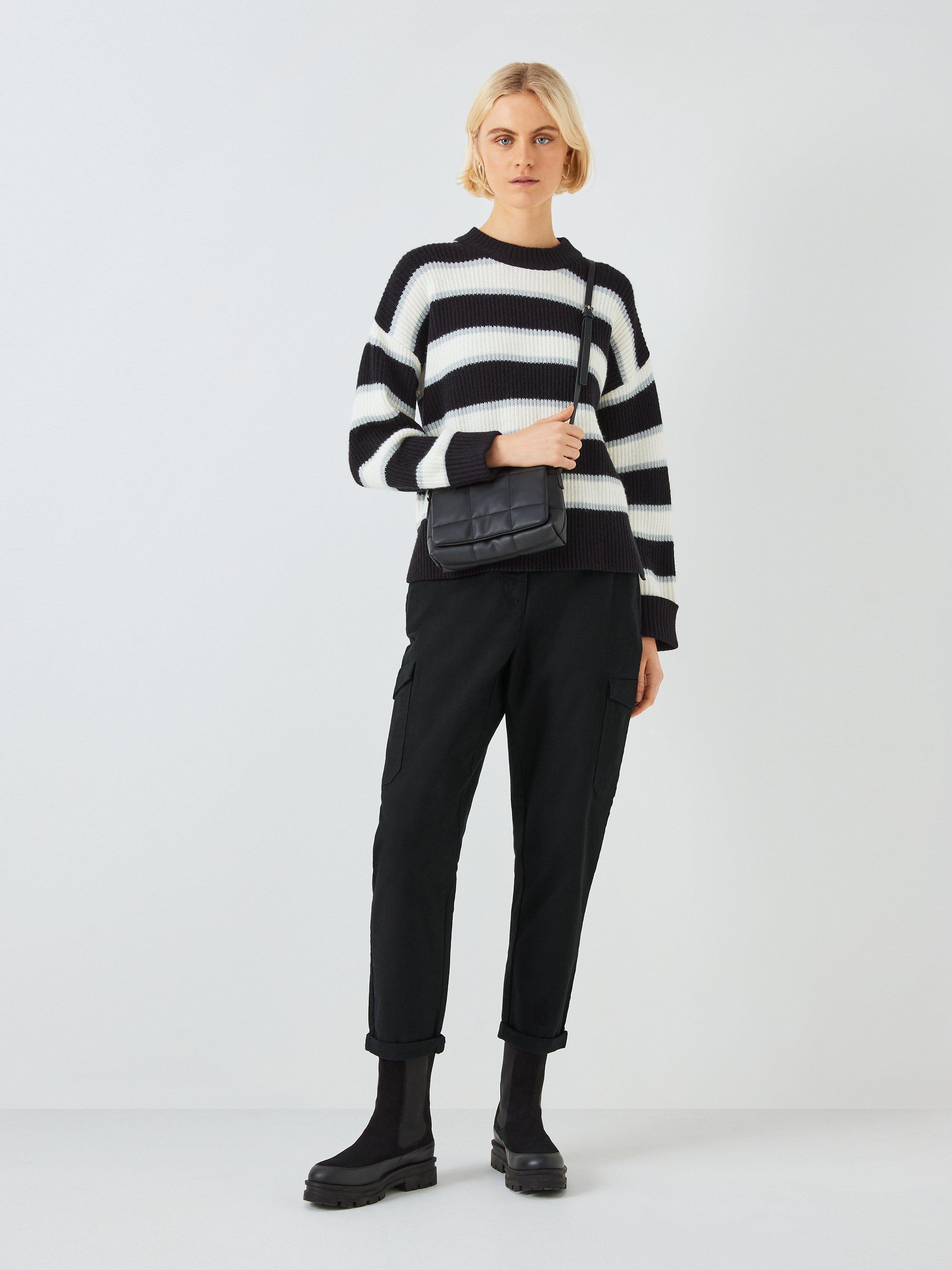 Product image 3 of 6, which shows John Lewis ANYDAY Plain Turn Up Cargo Trousers, Black, 6