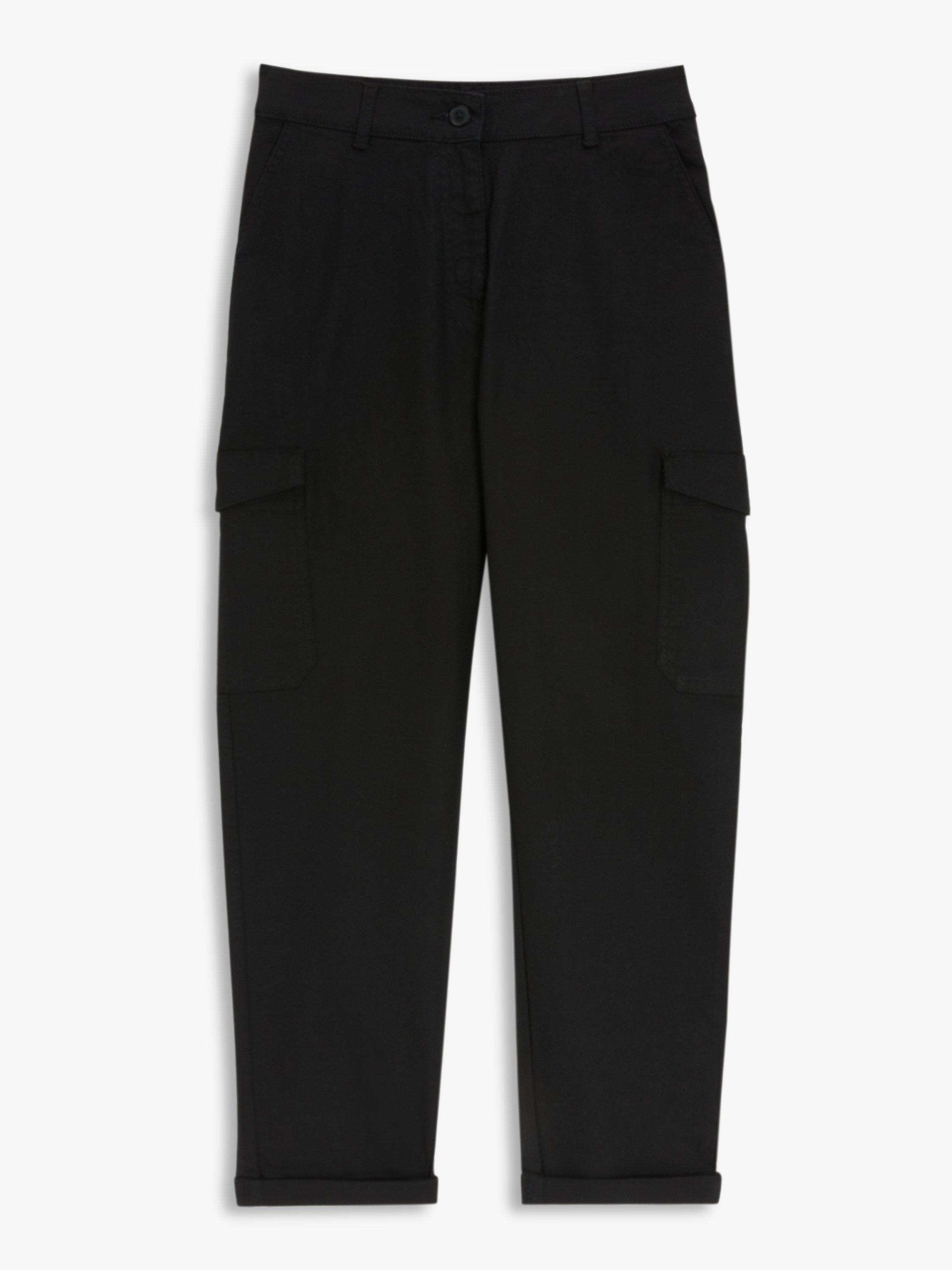 Product image 4 of 6, which shows John Lewis ANYDAY Plain Turn Up Cargo Trousers, Black, 6