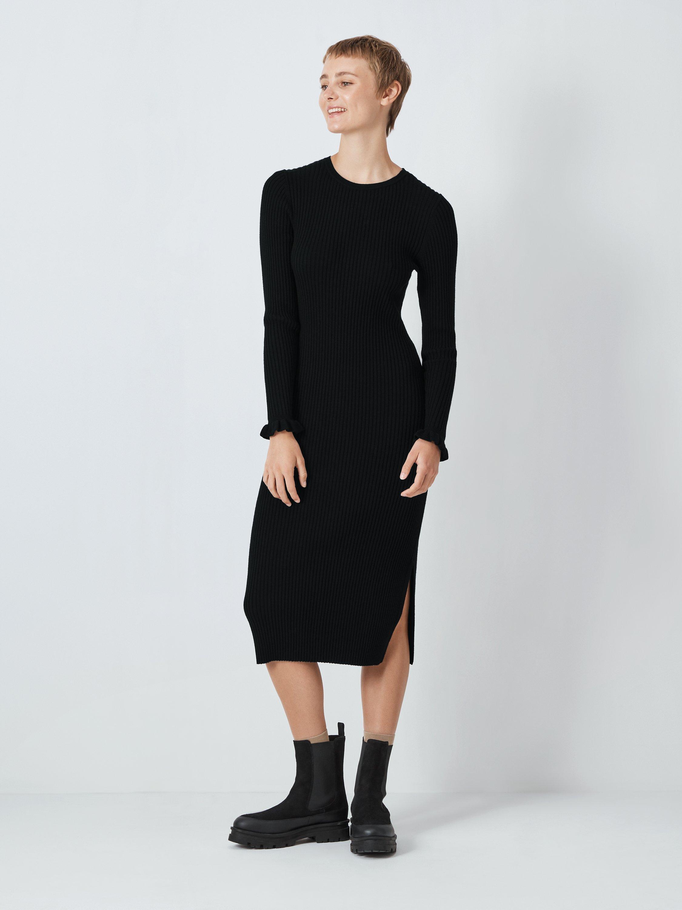 John Lewis ANYDAY Plain Ribbed Knit Dress, Black