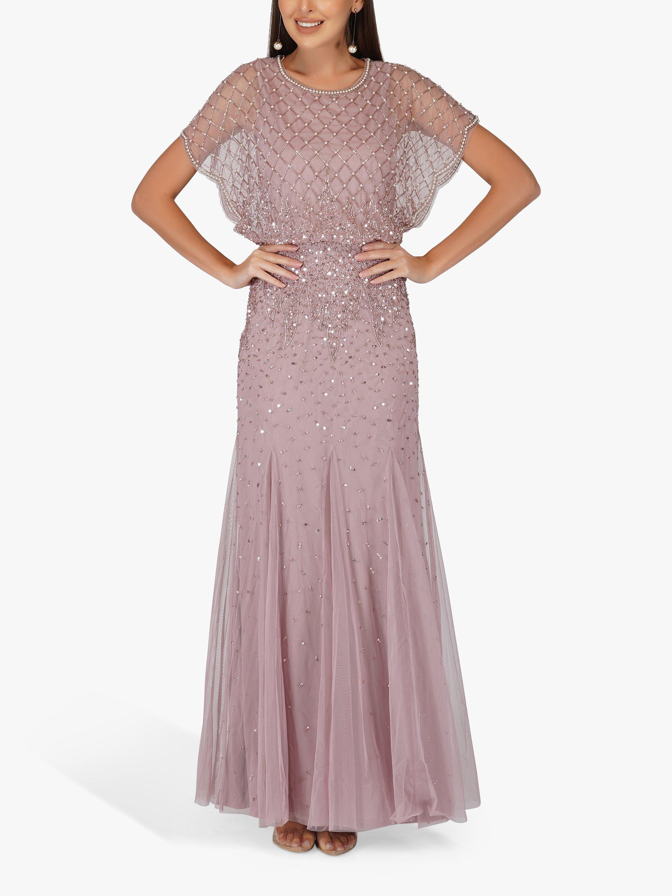 Lace & Beads Nayo Embellished Maxi Dress, Mauve 