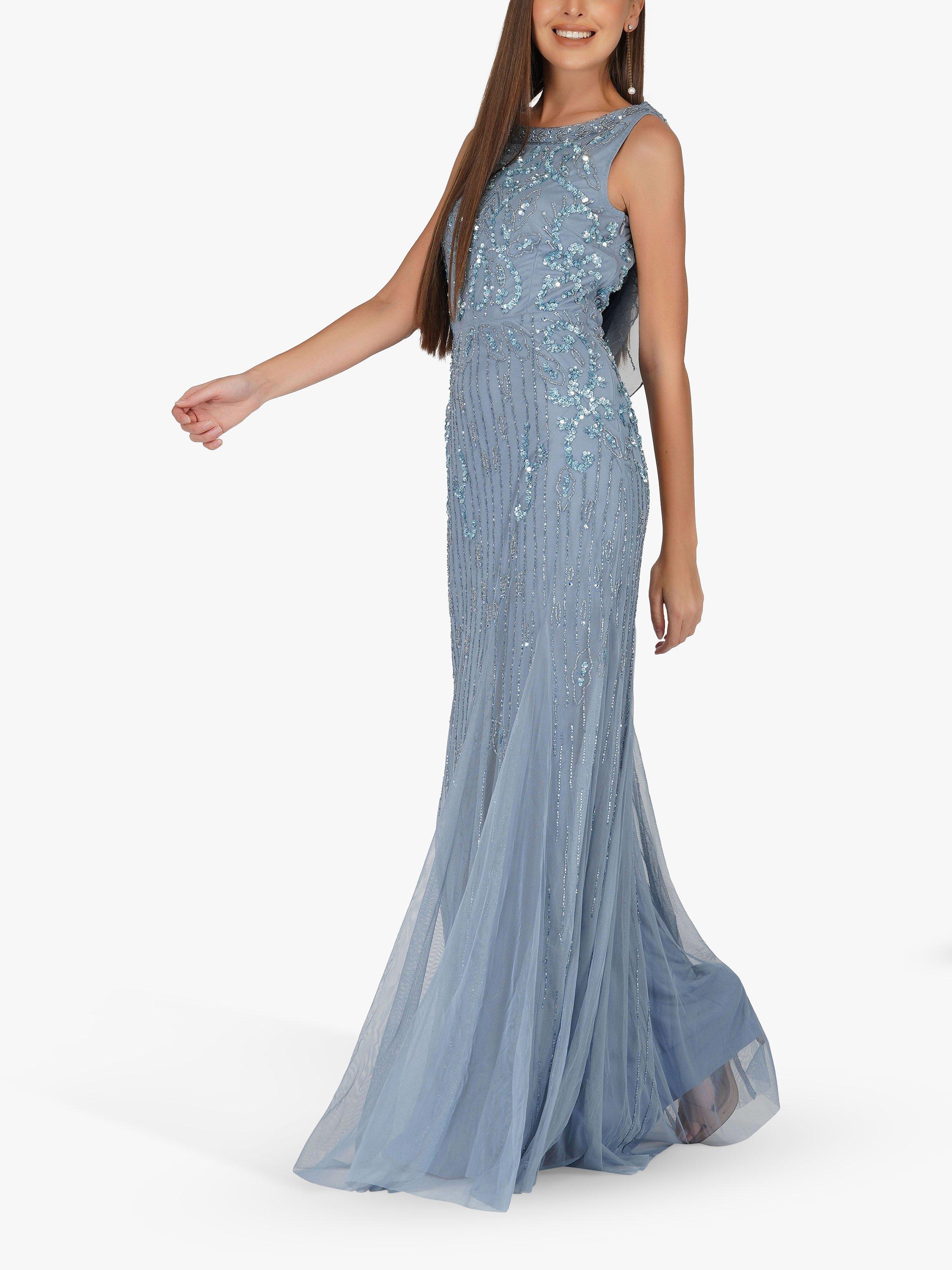 Lace & Beads Morley Maxi Dress, Dusty Blue