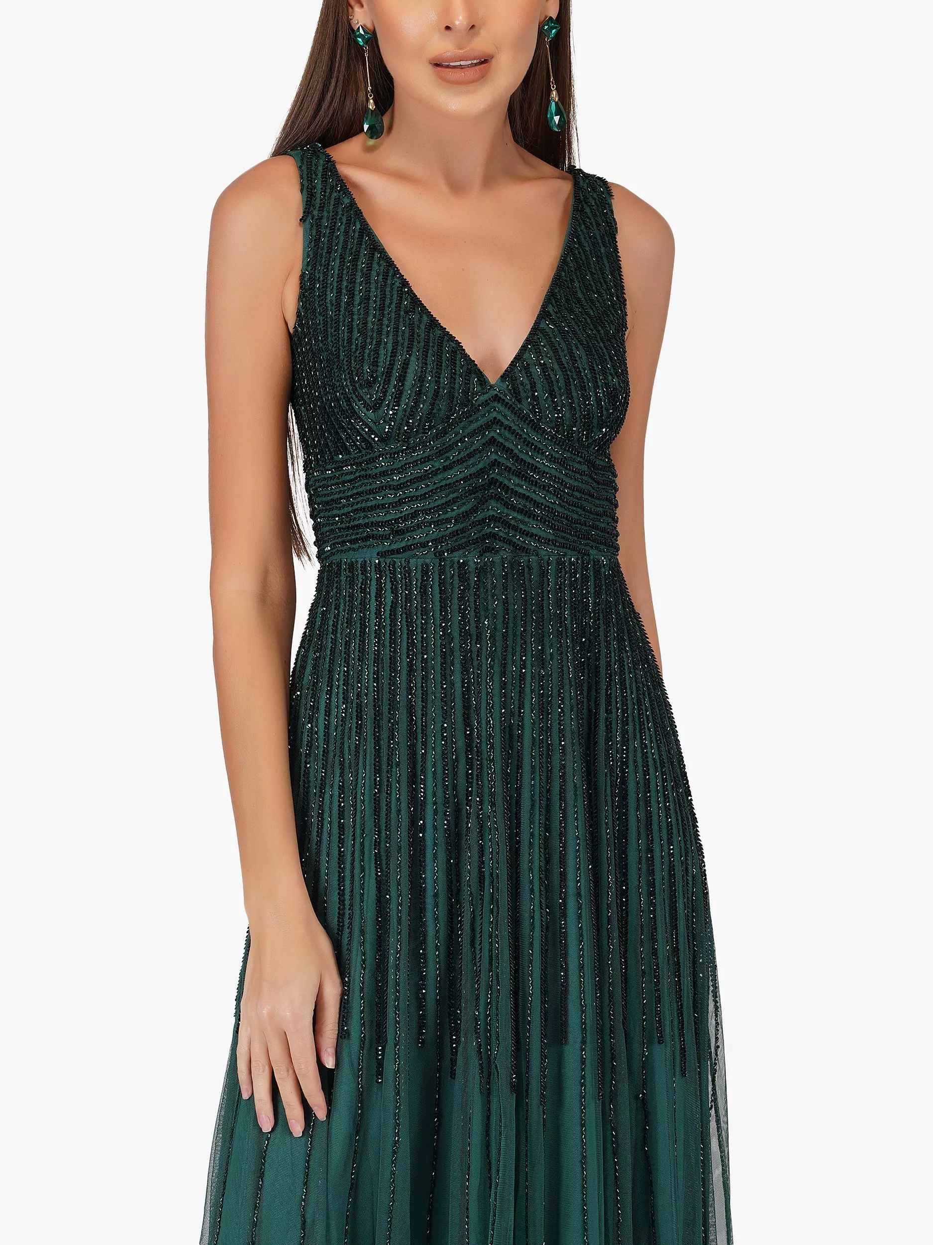 Bariano embellished maxi dress with high neck in fashion emerald green