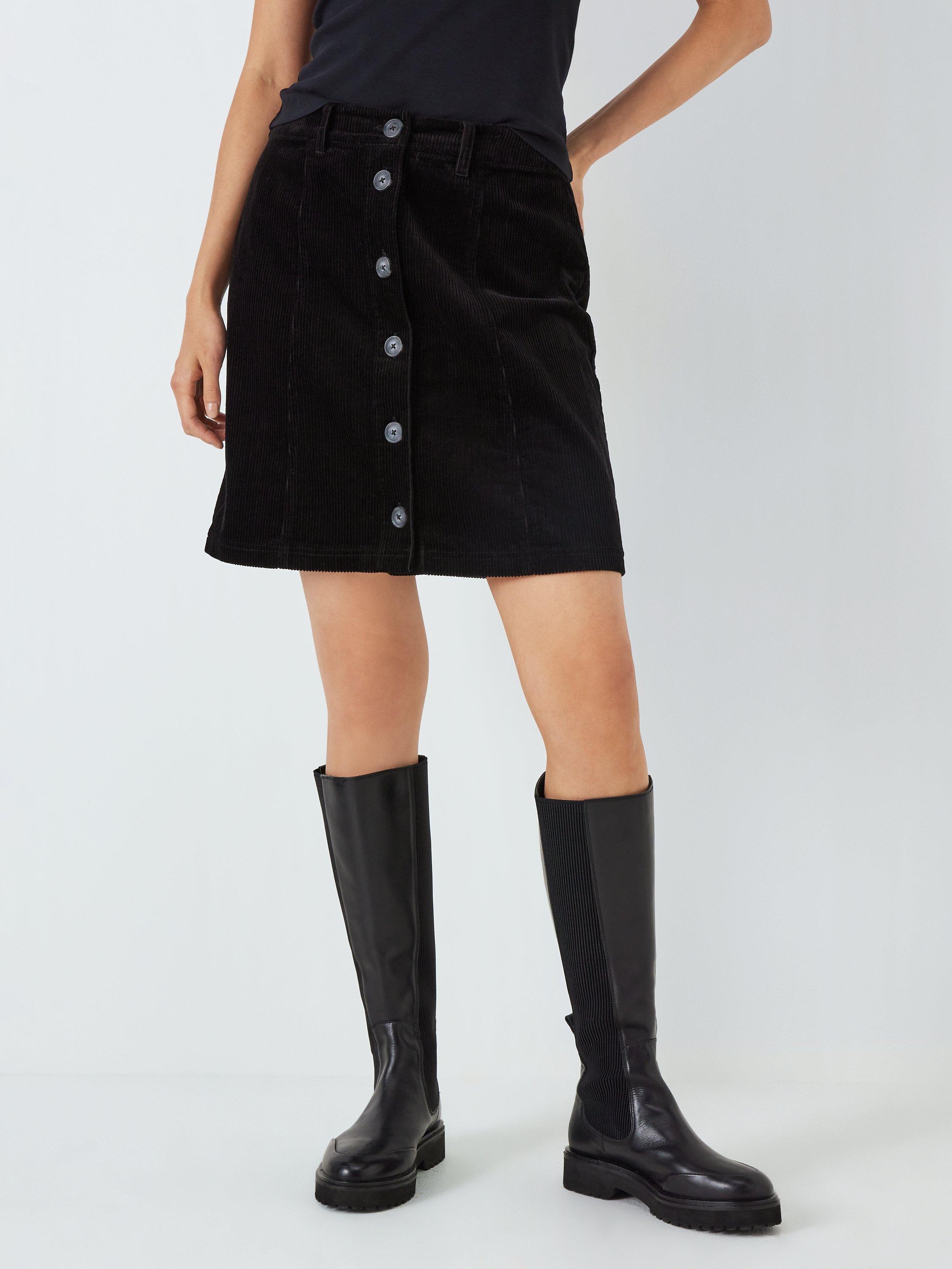John Lewis ANYDAY Button Down Corduroy Mini Skirt, Black