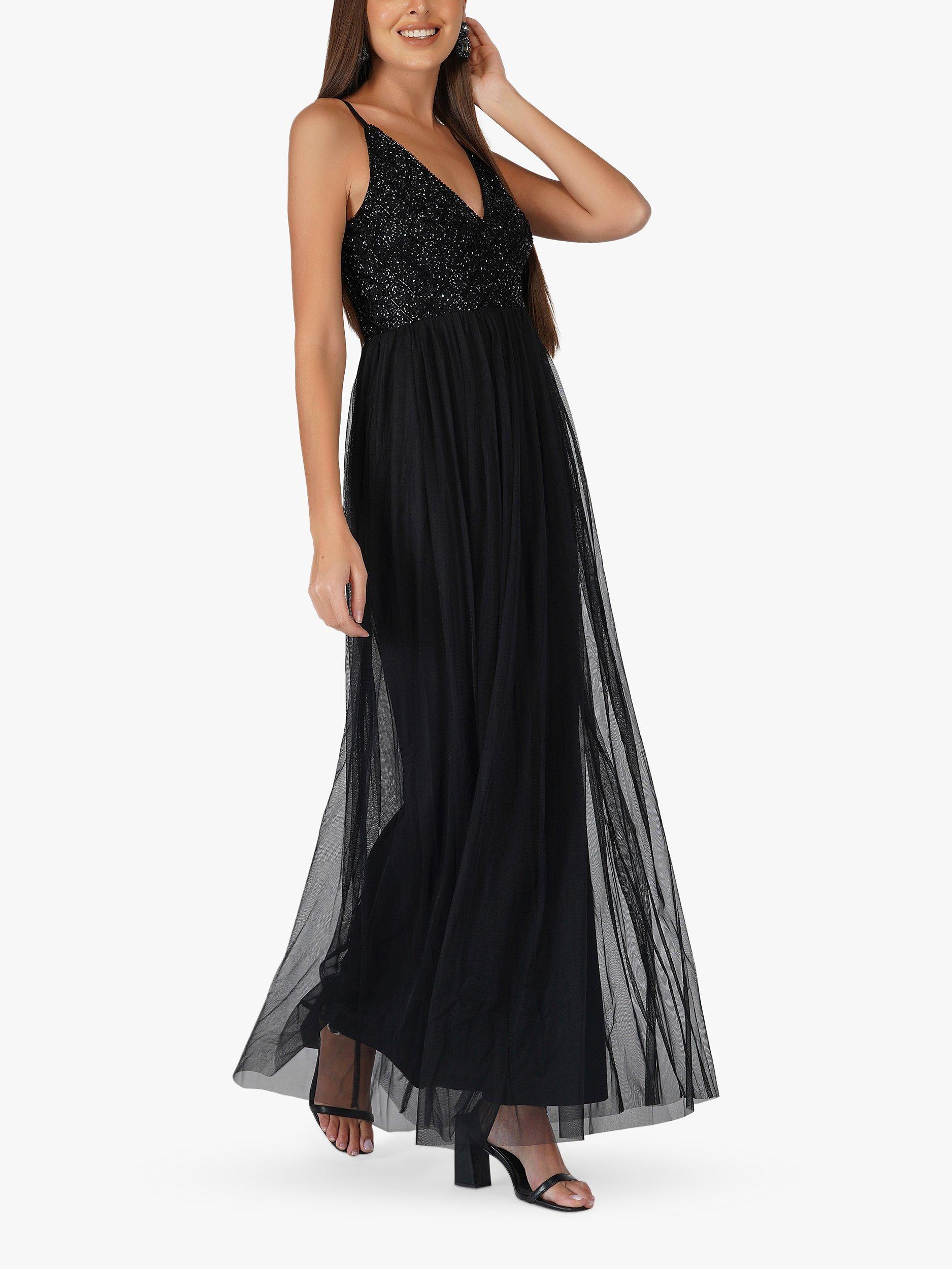 Lace Beads Mandy Maxi Dress Black